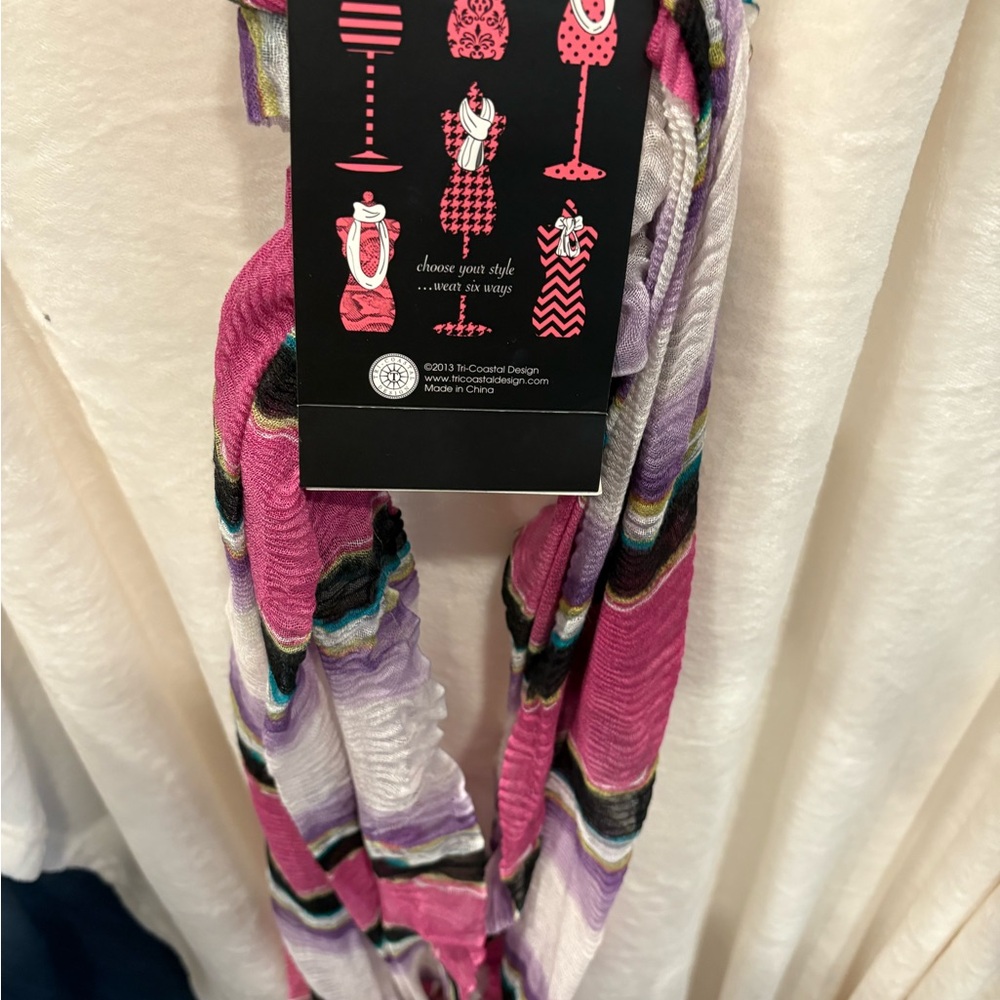 NWT Striped Pink and White Women's Scarf